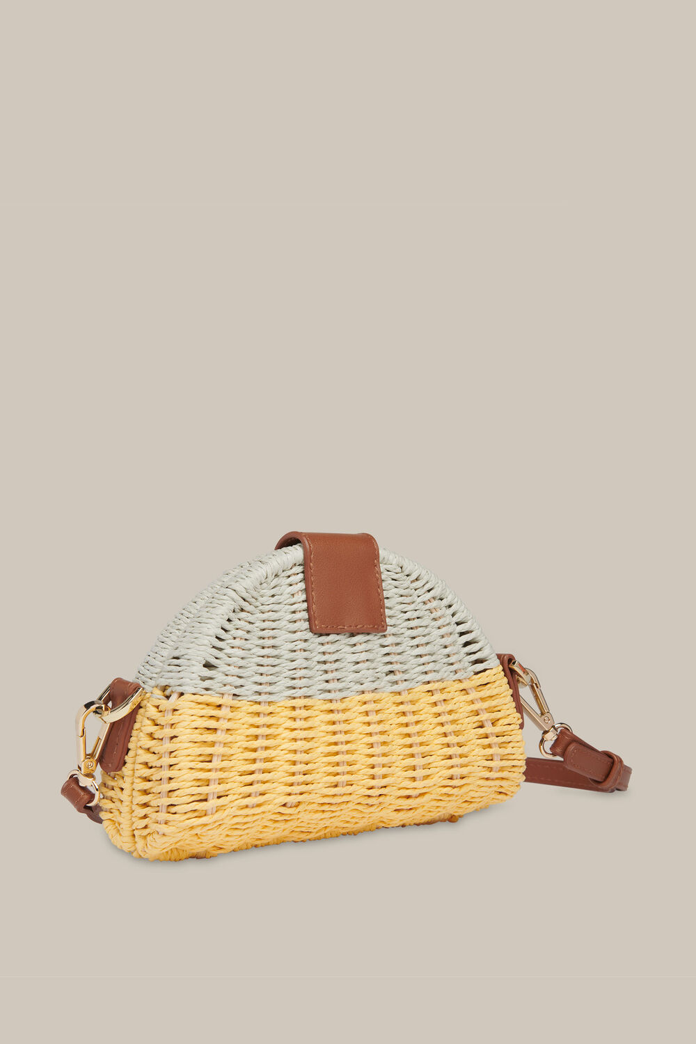Leo Mini Crossbody Straw Bag Yellow/Multi