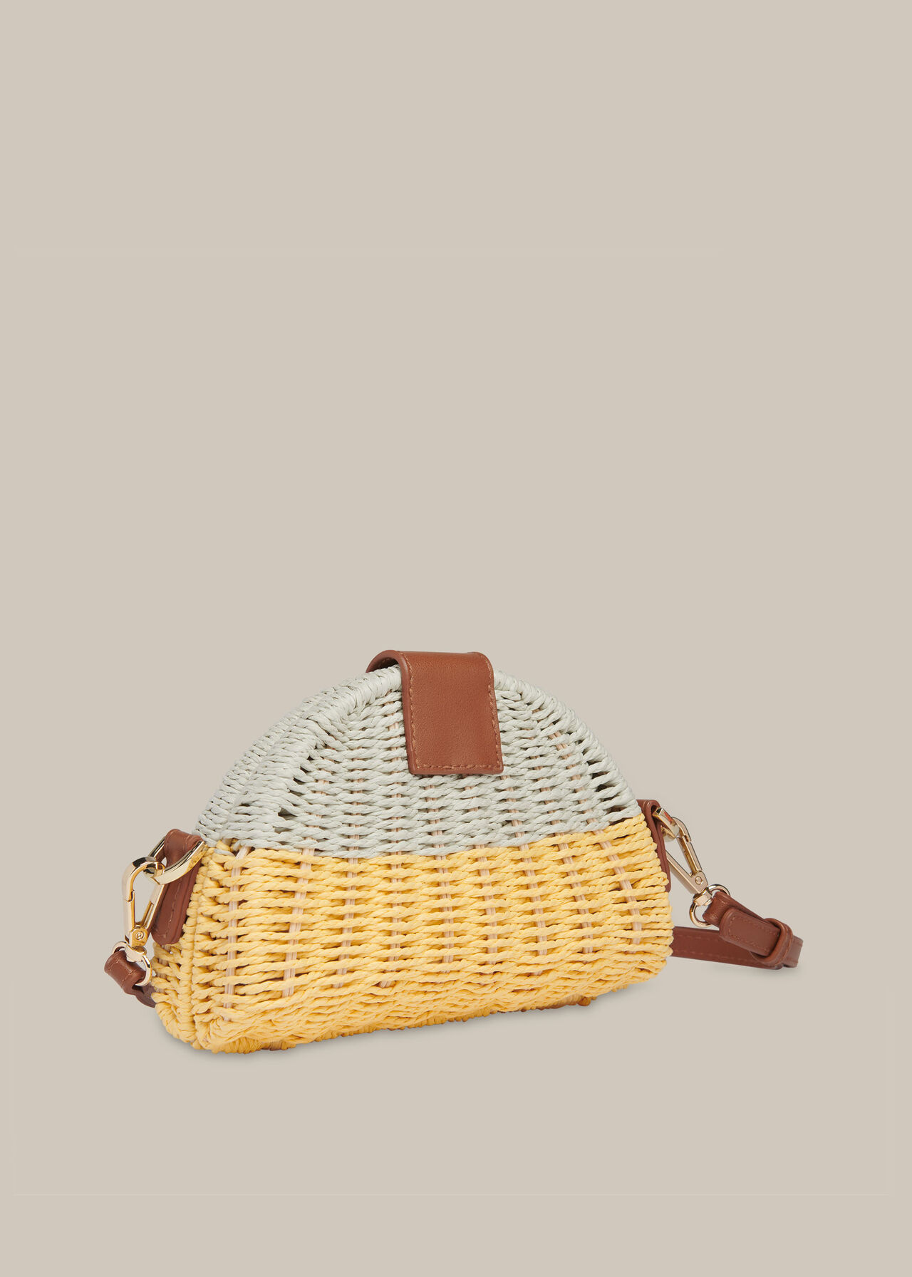 Leo Mini Crossbody Straw Bag Yellow/Multi