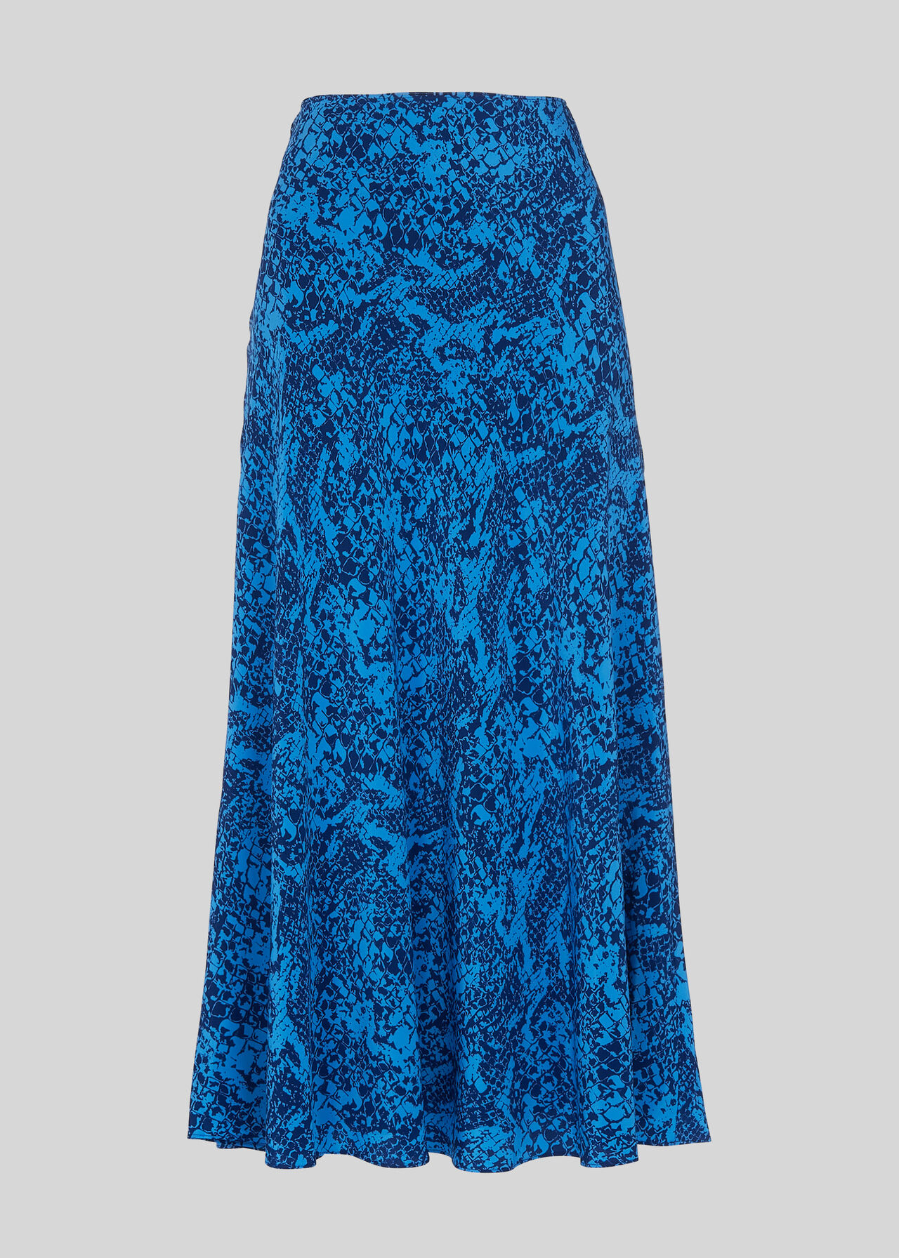 Snake Print Silk Skirt Blue/Multi