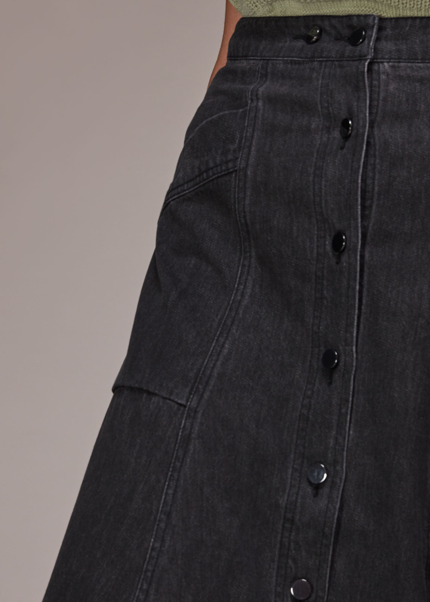 Black Julia Flare Denim Skirt WHISTLES Whistles UK