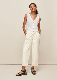 Linen Button Front Vest Top