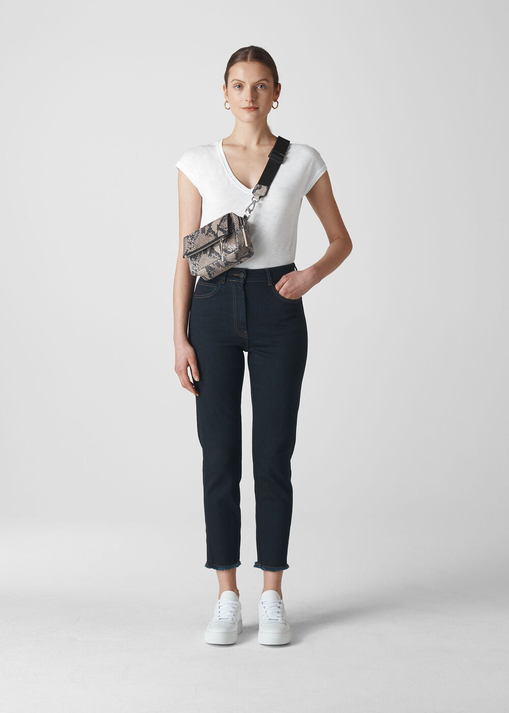 V Neck Minimal Tee White