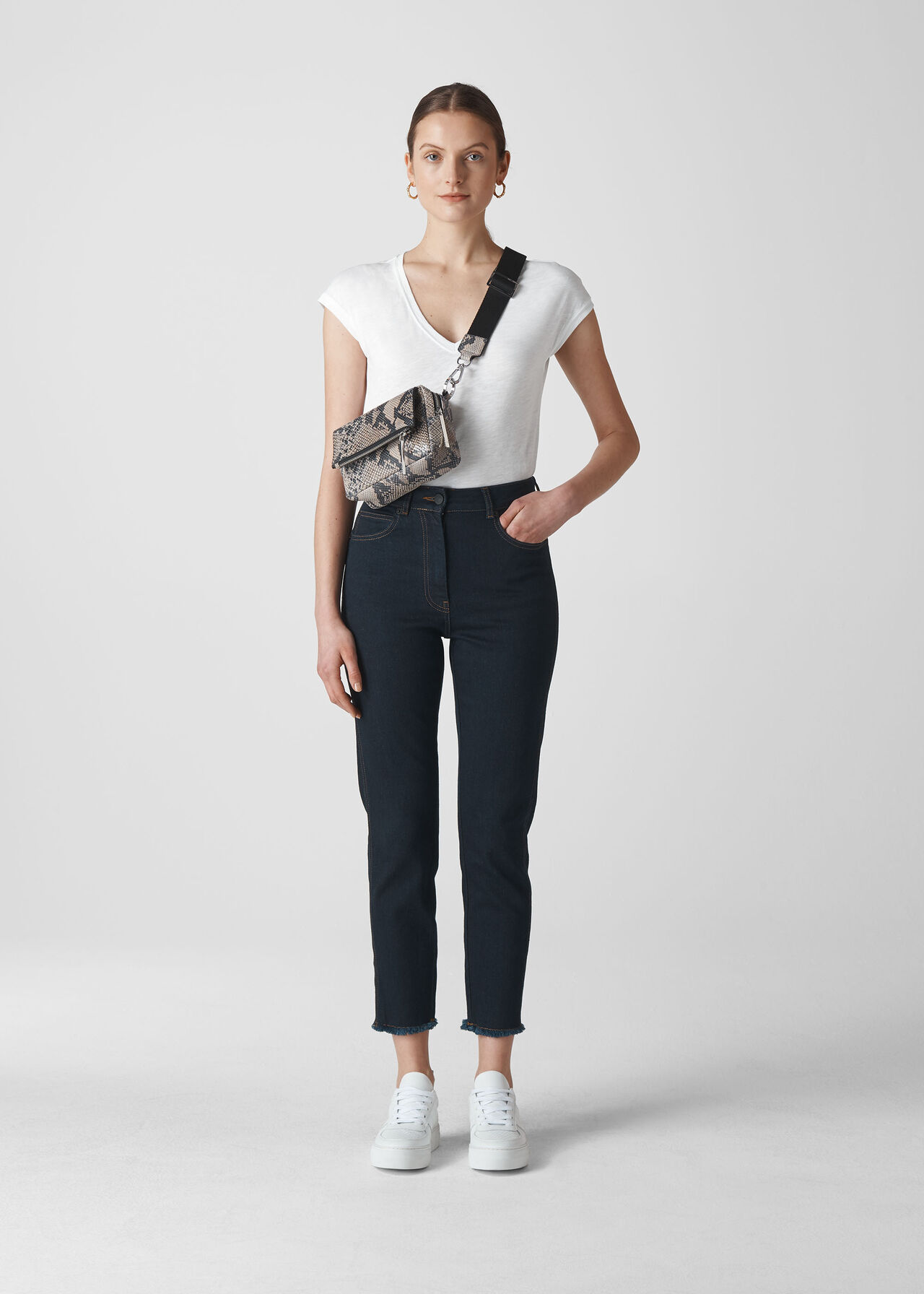 V Neck Minimal Tee White