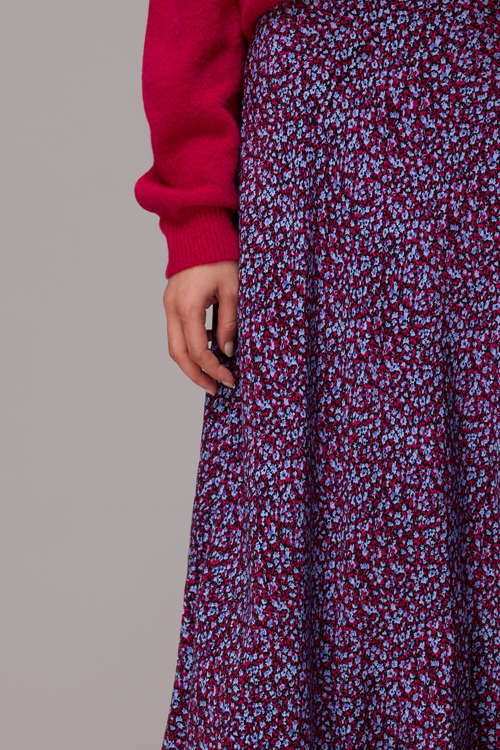 Purple Floral Garden Bias Cut Skirt