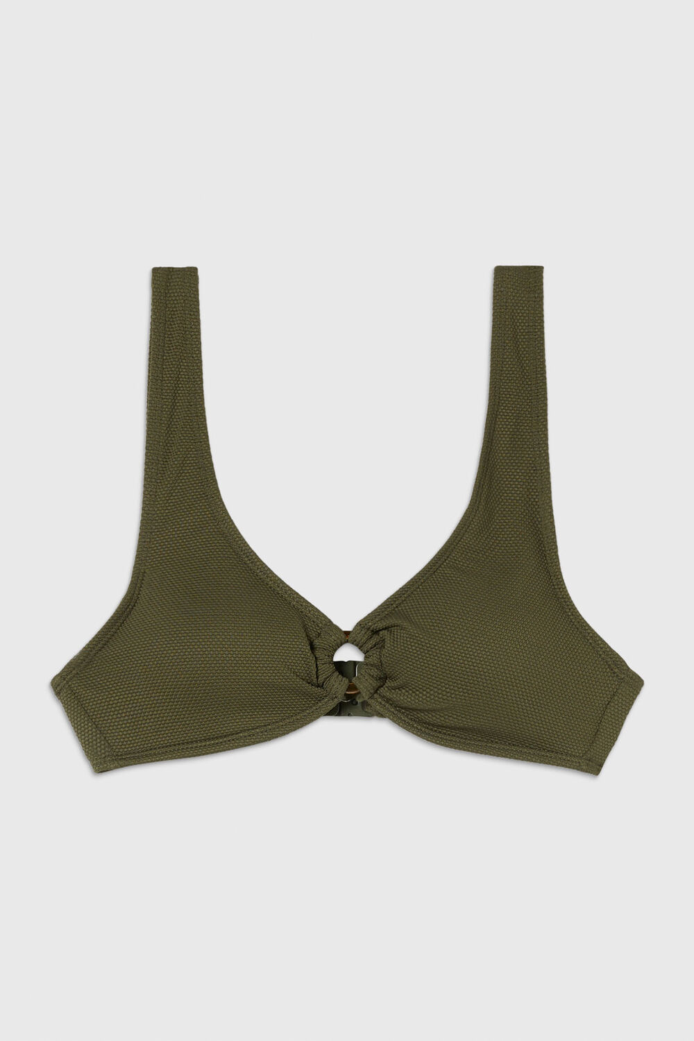 Khaki Ring Detail Bikini Top
