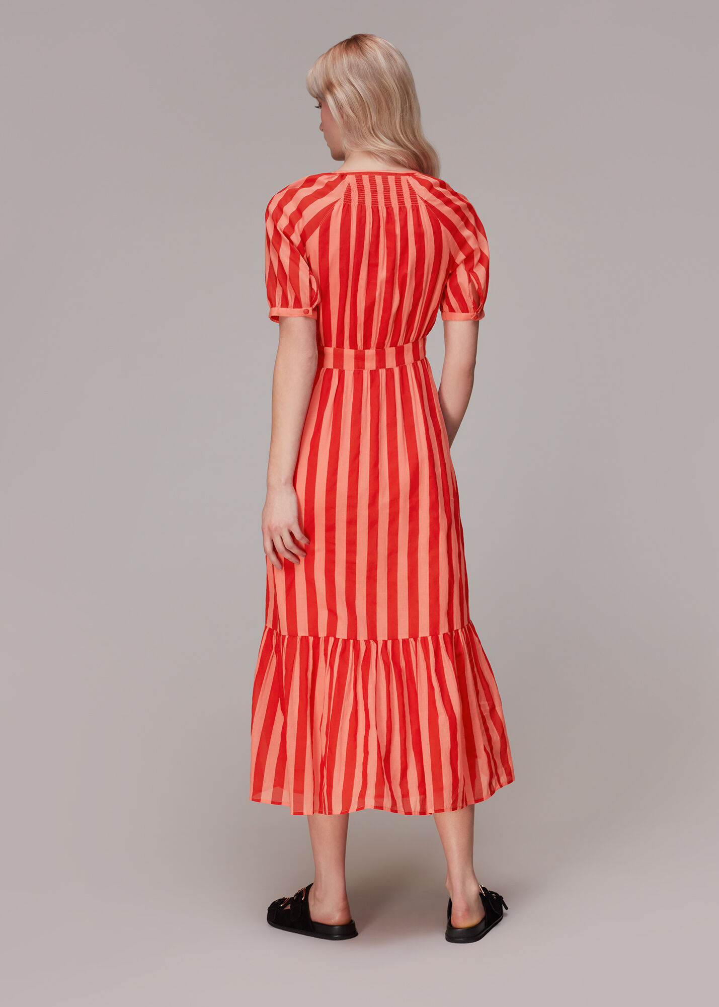 Red/Multi Tori Stripe Cotton Voile Dress | WHISTLES