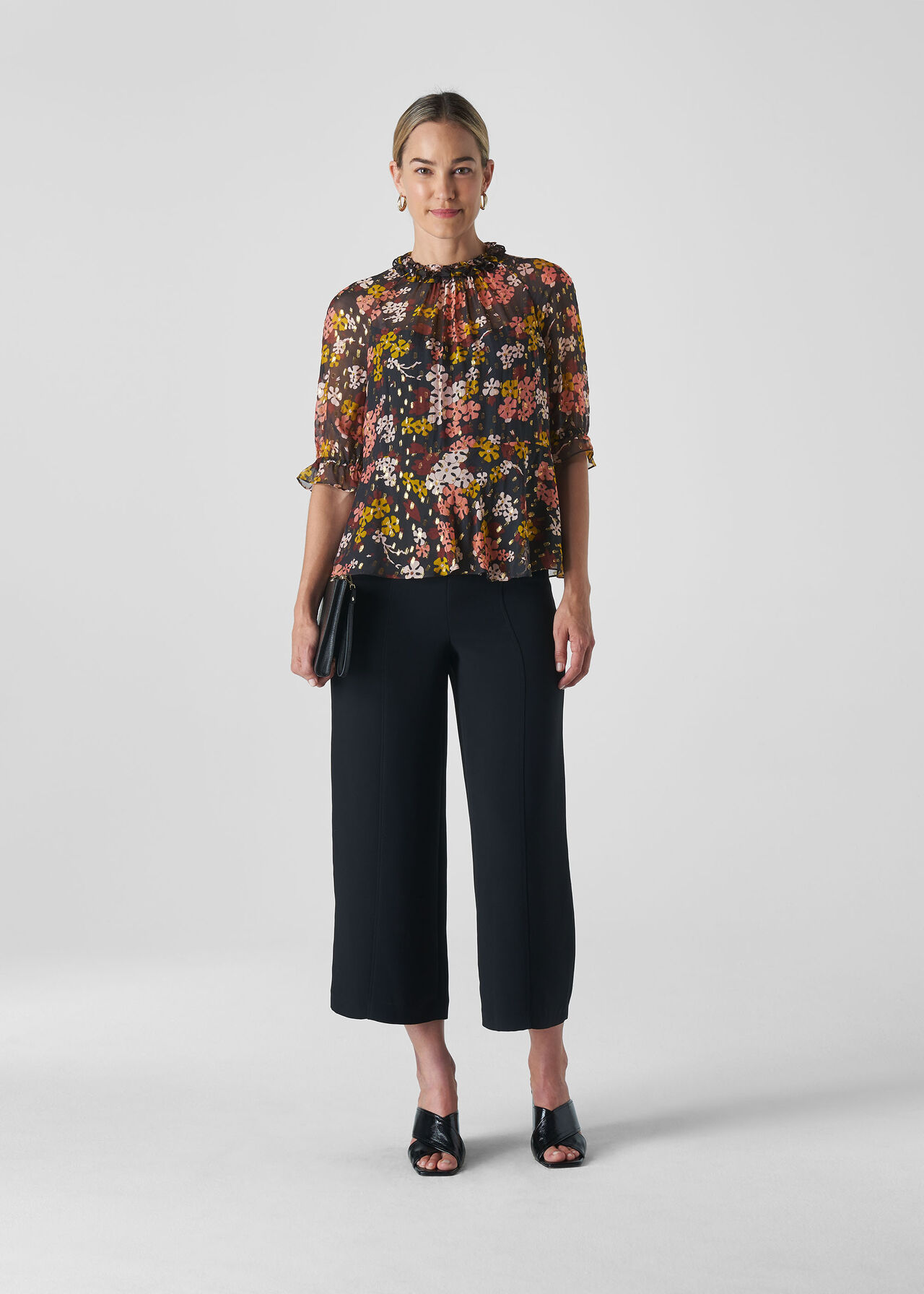 Clover Floral Silk Mix Top Multicolour