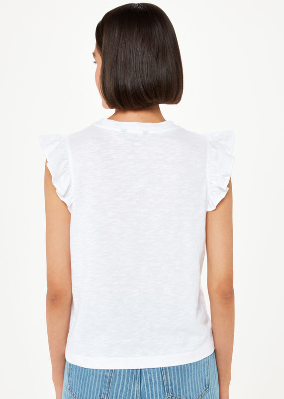 White Frill Cap Sleeve T-Shirt