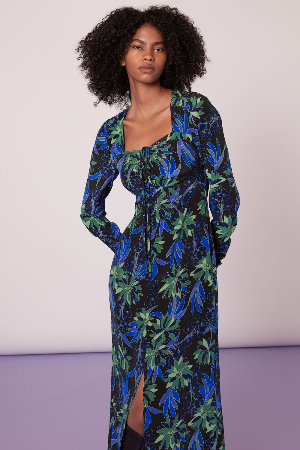 Scaling Blossom Silk Dress