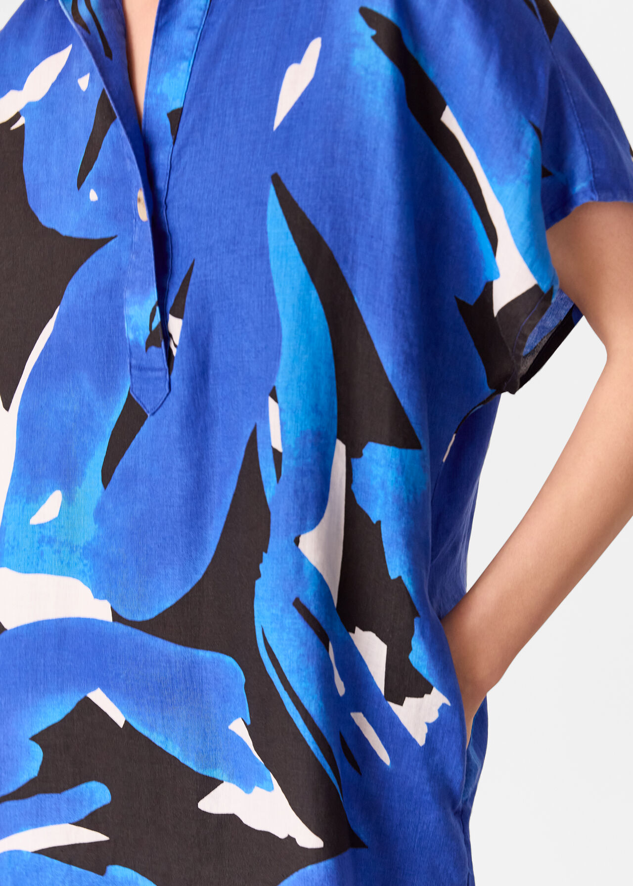 Abstract Blooms Linen Dress