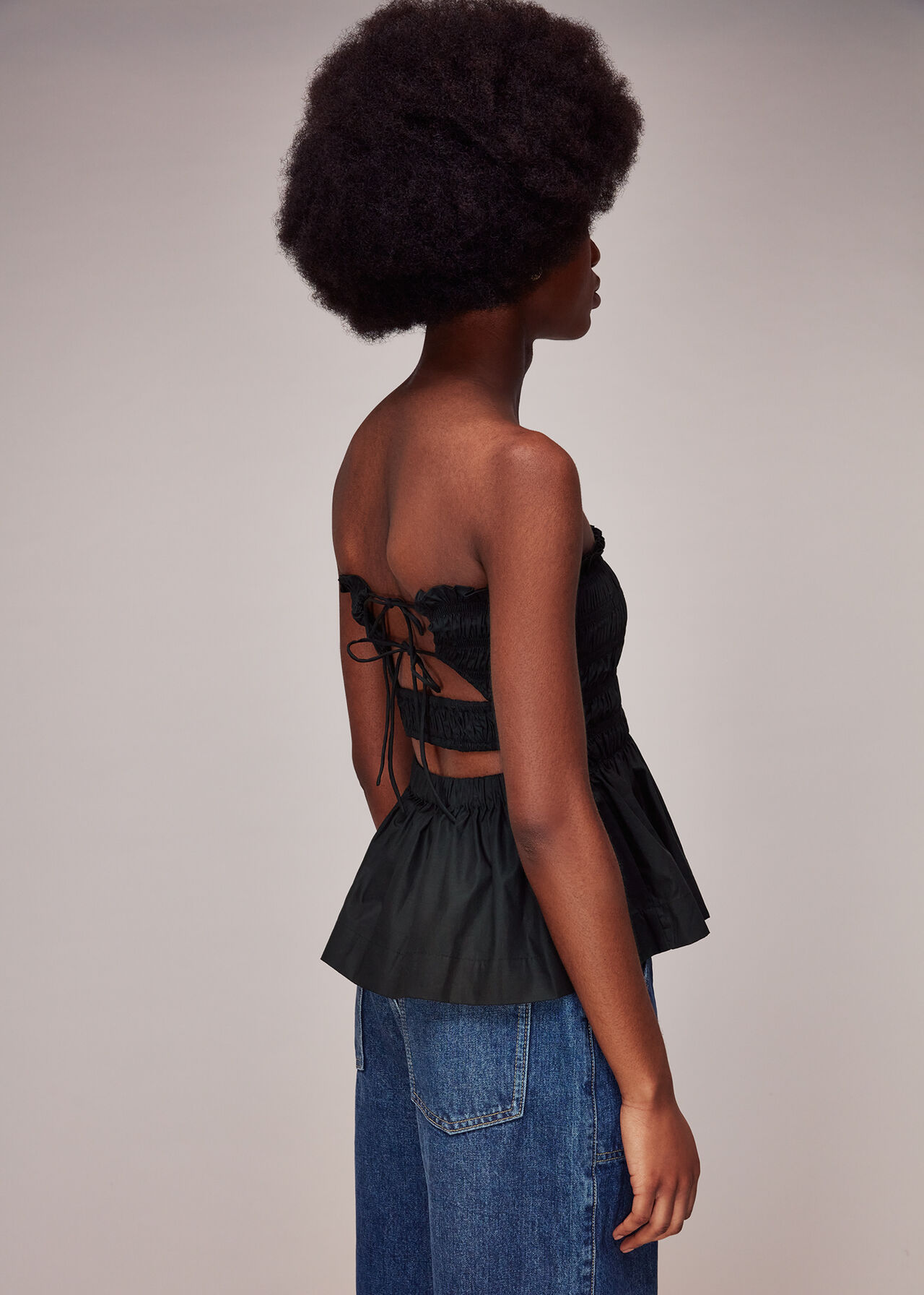 Shirred Tie Detail Top