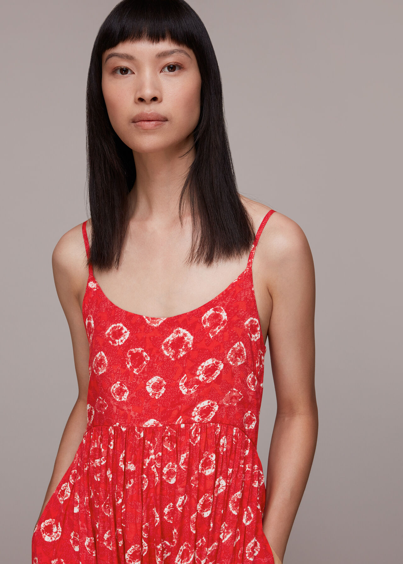 Multicolour Tie Dye Floral Carmen Dress WHISTLES Whistles UK