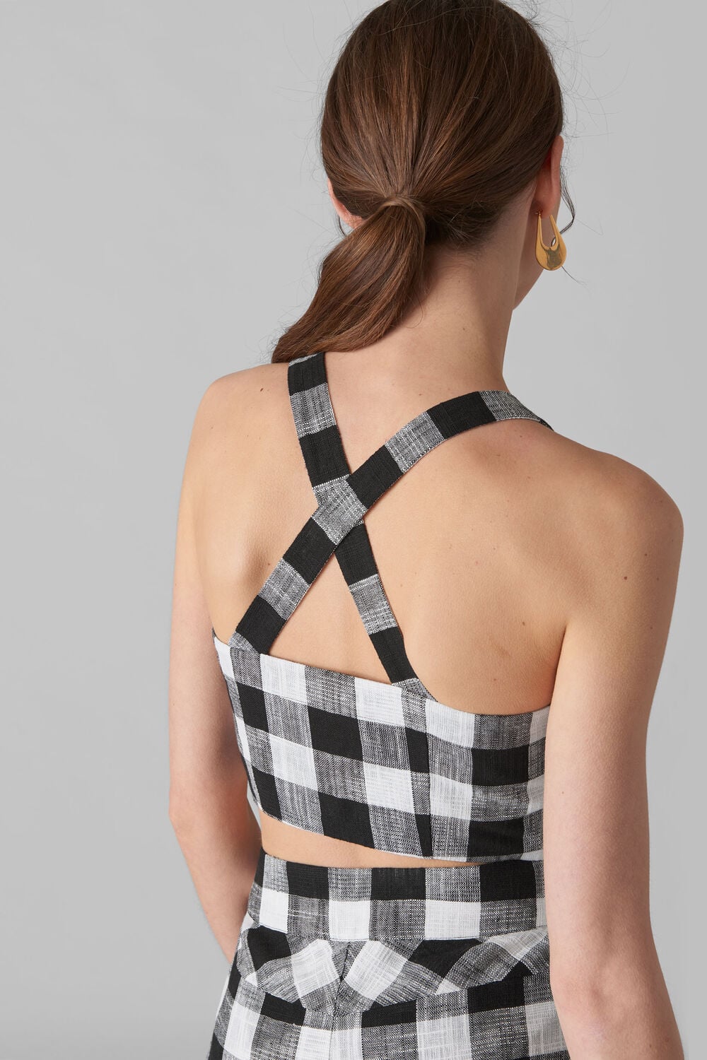 Gingham Button Up Bralette Black and White
