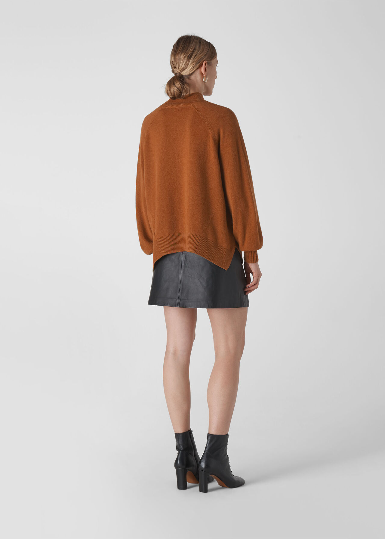 Funnel Neck Cashmere Knit Toffee