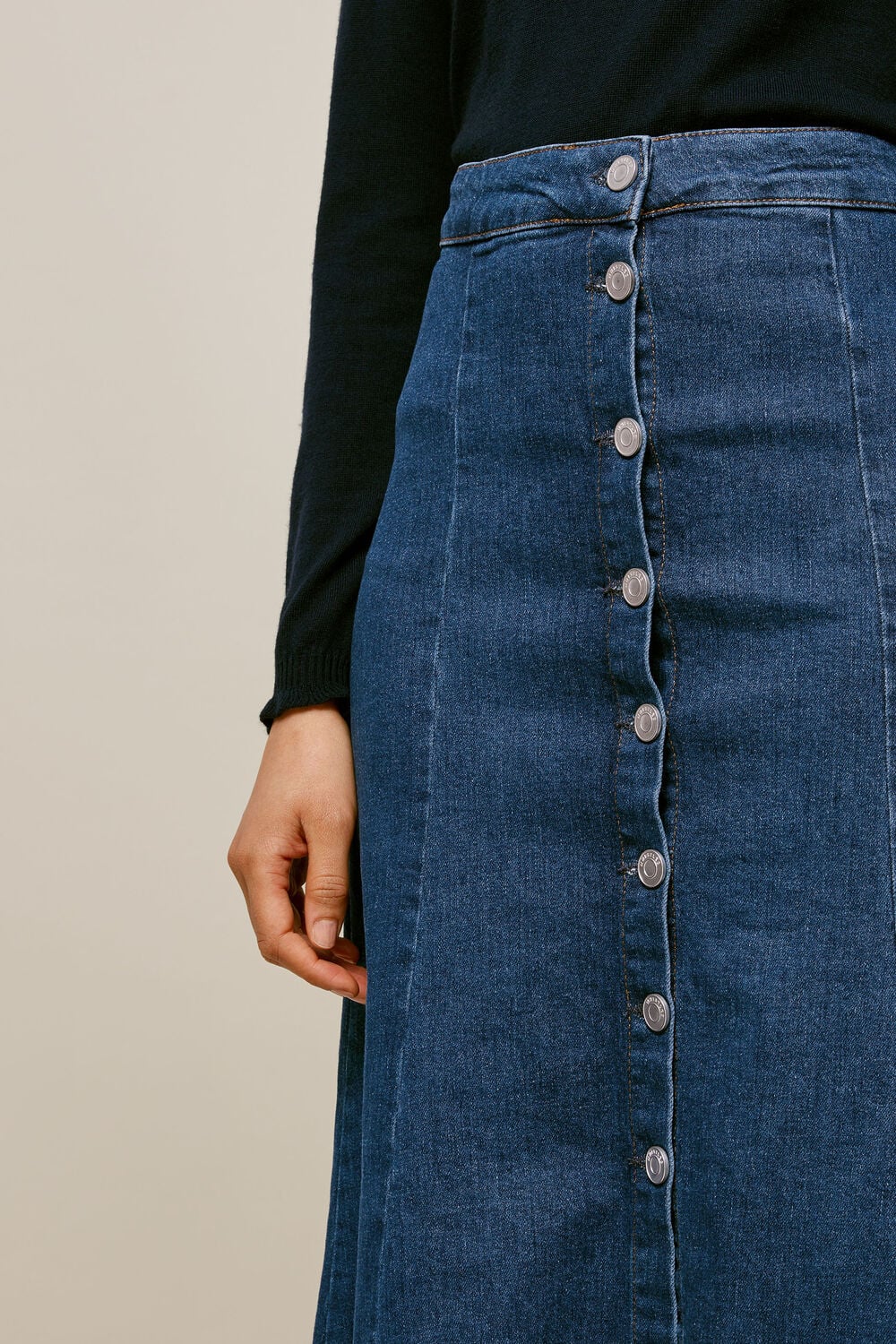 Denim Button Through Skirt Denim