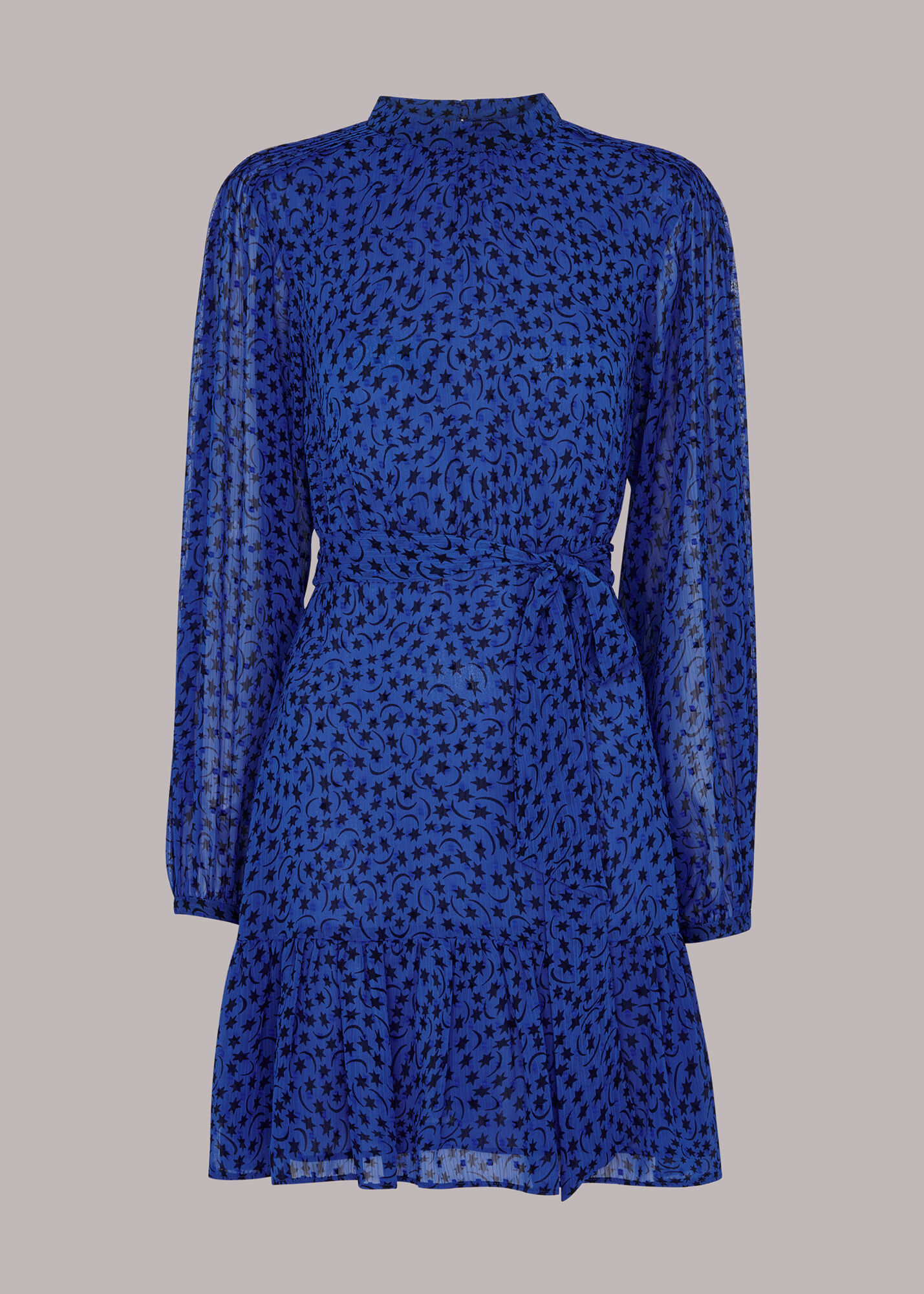 Blue/Multi Warped Star Print Dobby Dress WHISTLES
