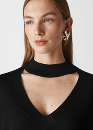 Choker Neck Merino Wool Knit Black
