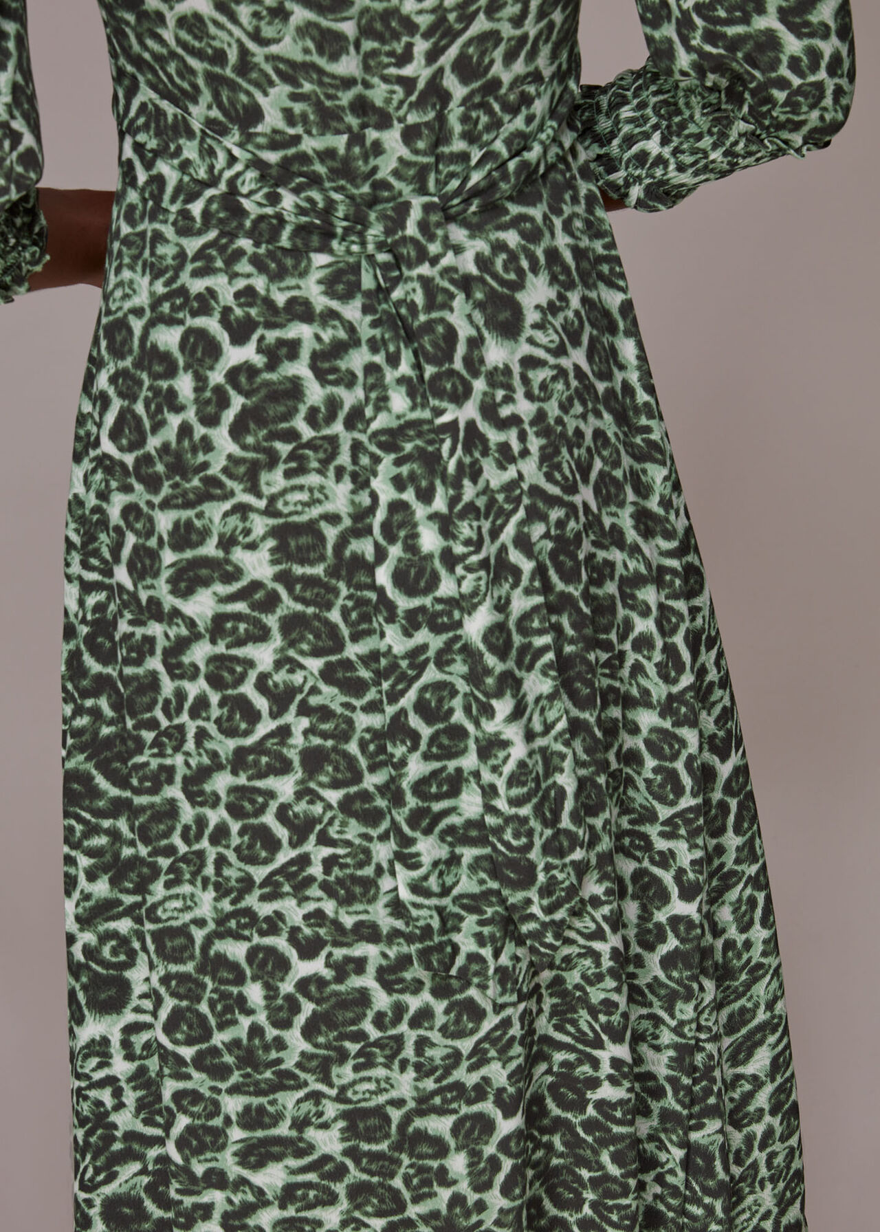 Clouded Leopard Shirred Dress