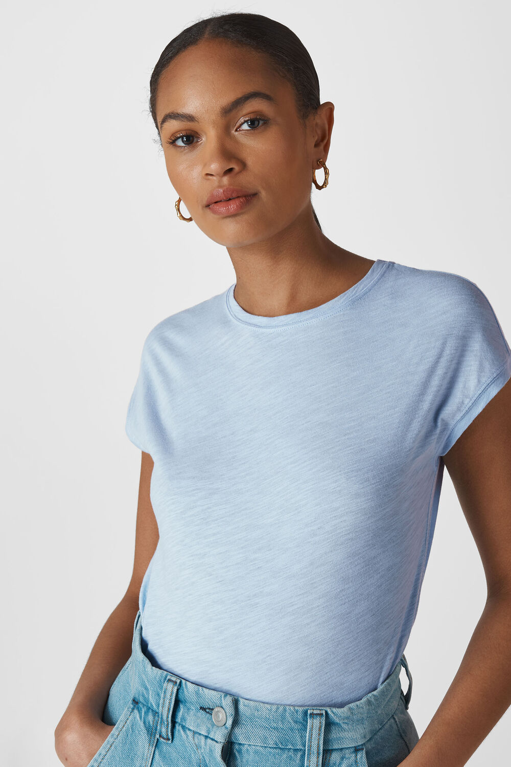 Minimal Cap Sleeve Tee Pale Blue