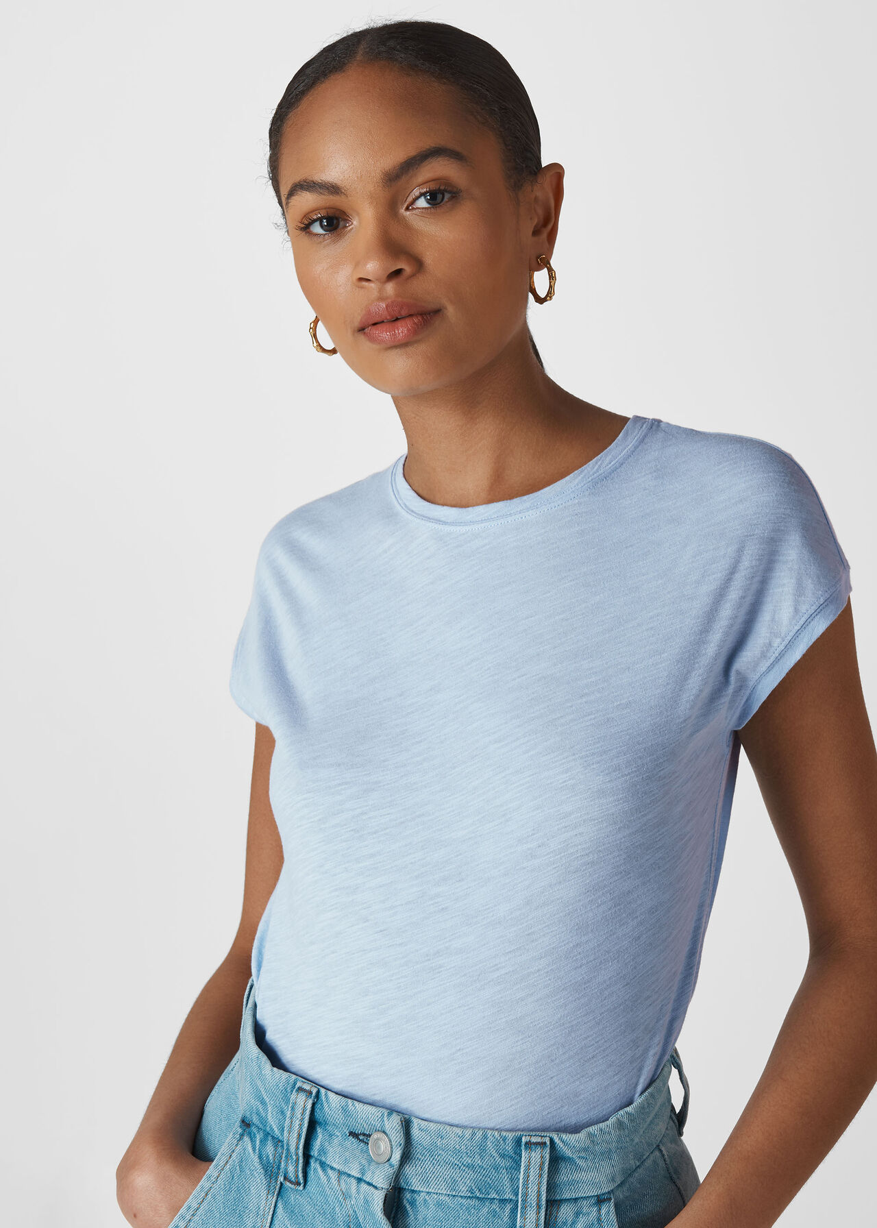 Minimal Cap Sleeve Tee Pale Blue