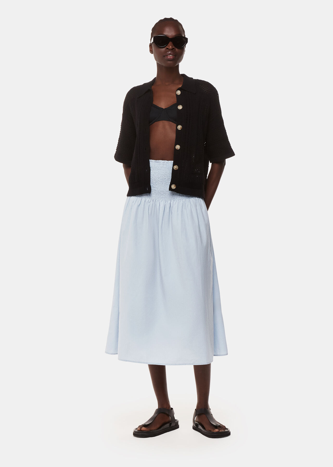 Louisa Smocked Midi Skirt