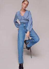 Oversized Collar Stripe Top