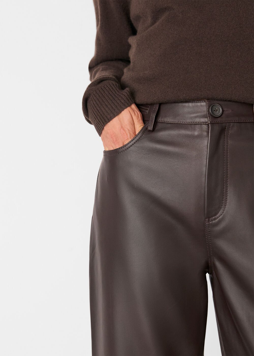 Leather Barrel Leg Trouser