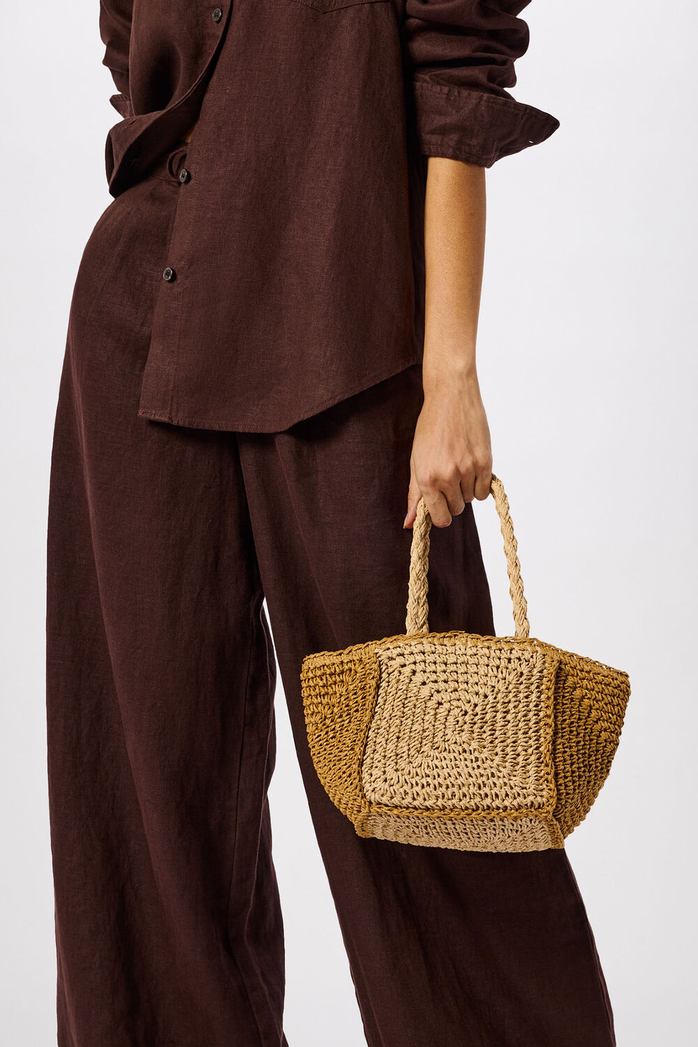 Multicolour Patchwork Straw Mini Bag
