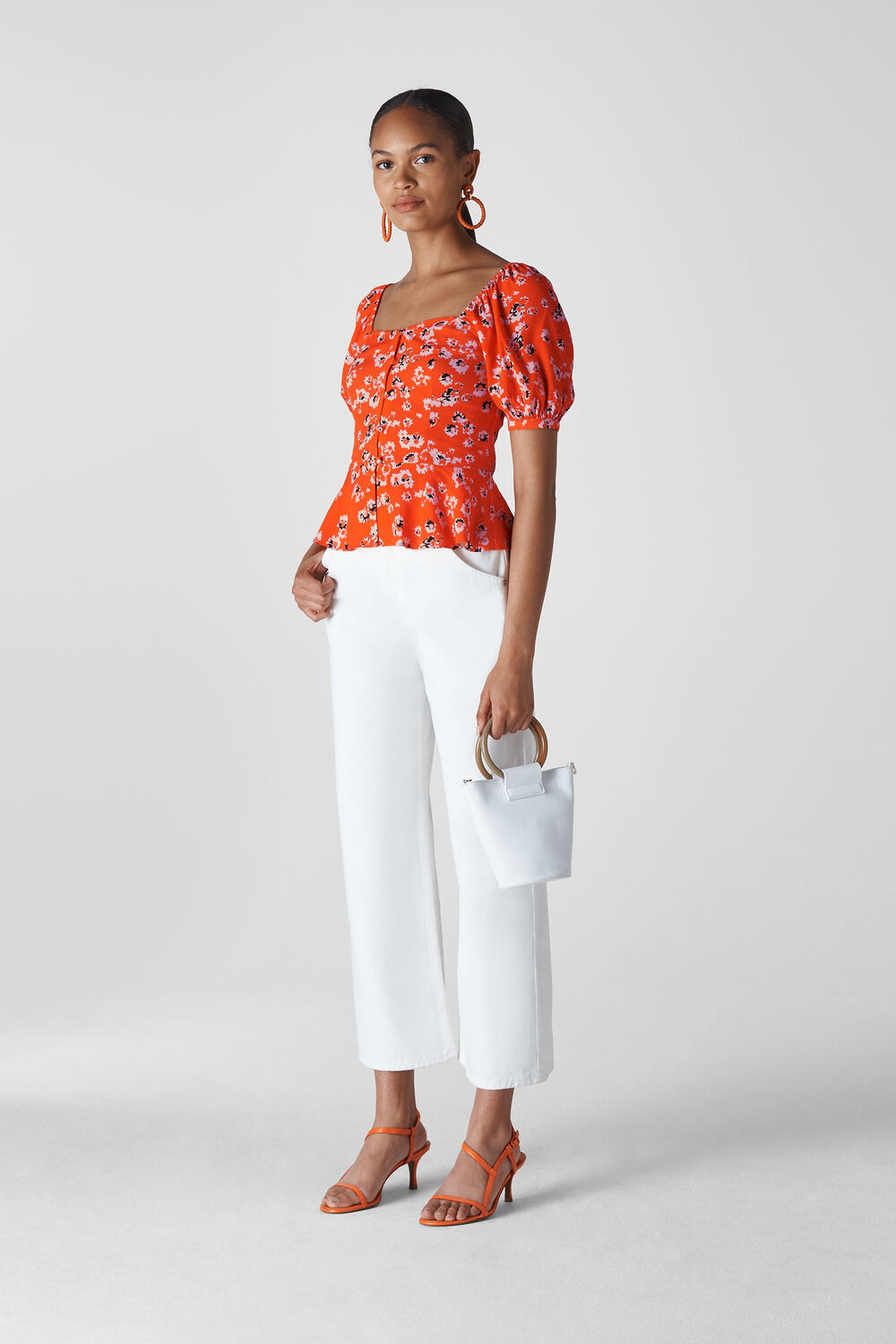 Digital Daisy Print Bella Top Flame/Multi