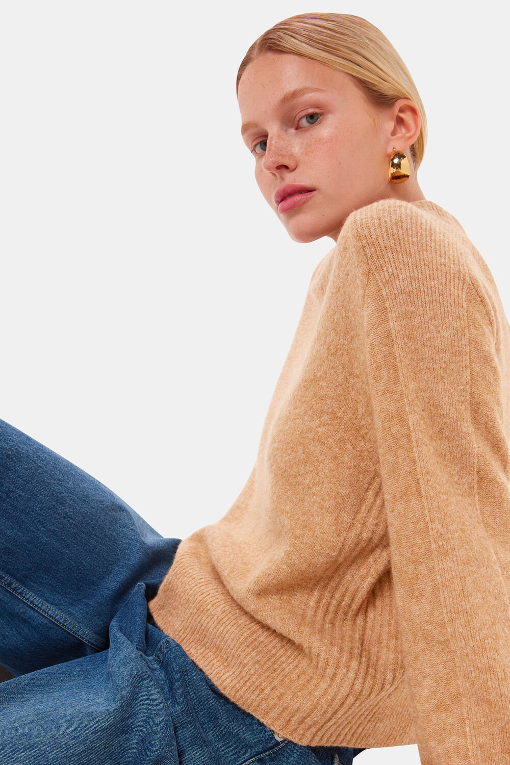 Camel Alana Wool Mix Crew Neck
