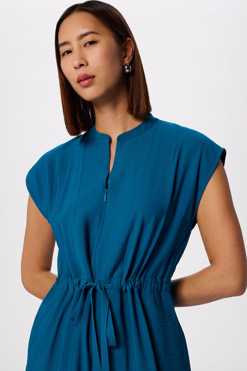 Teal Sleeveless Drawstring Jumpsuit