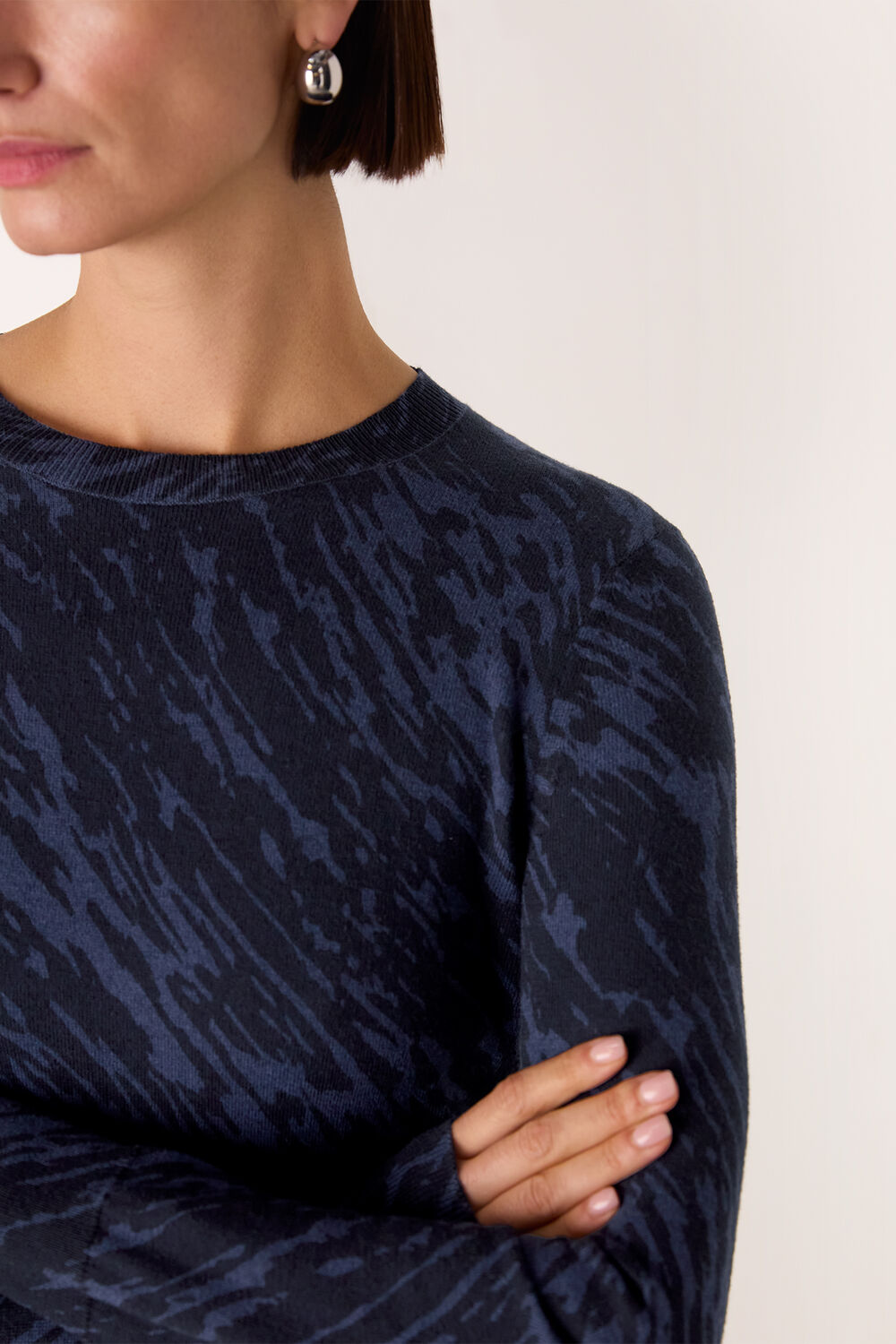 Blue Abstract Marks Midi Knit Dress