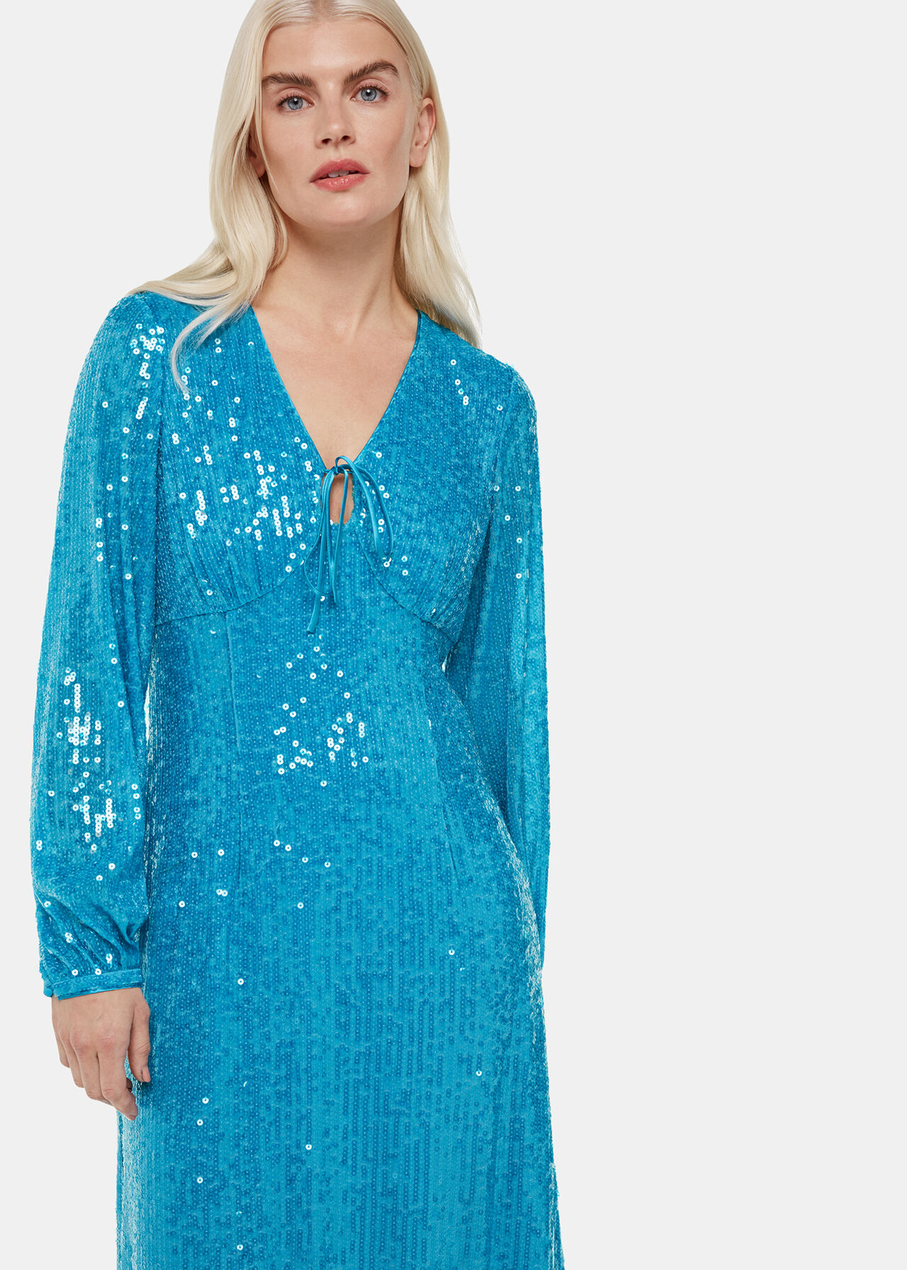 Petite Sequin Keyhole Midi Dress