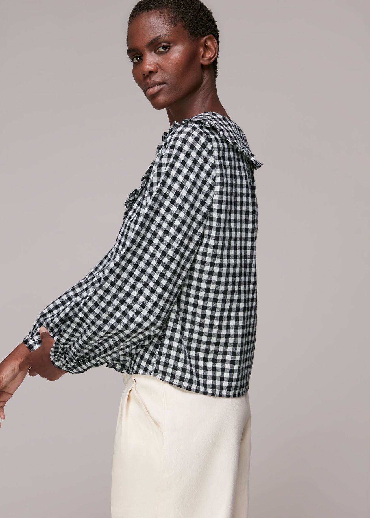 Gingham Collar Detail Top