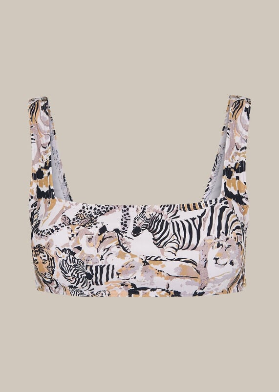 Multicolour Safari Print Bikini Top