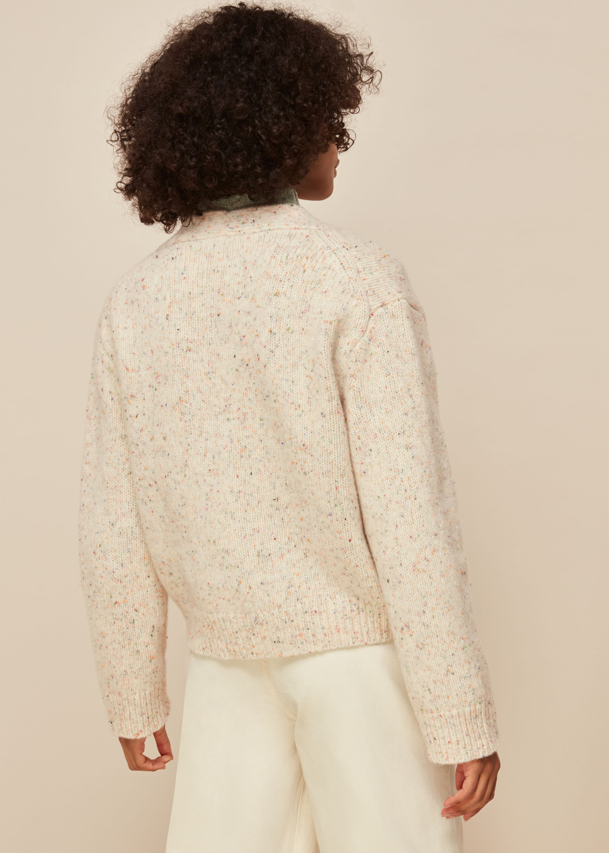 Oatmeal V Neck Knitted Cardigan 