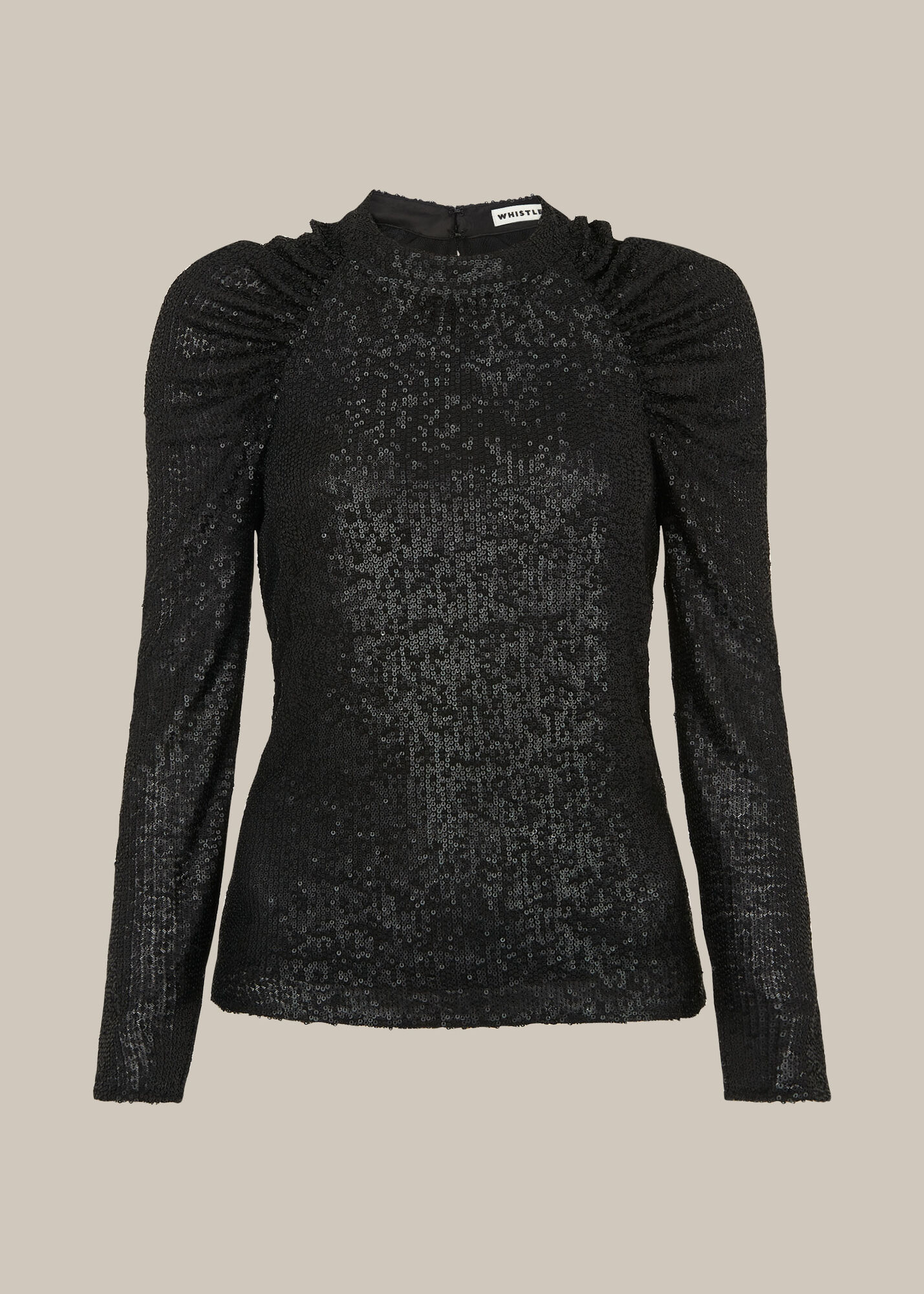 Black Sequin Long Sleeve Top | WHISTLES