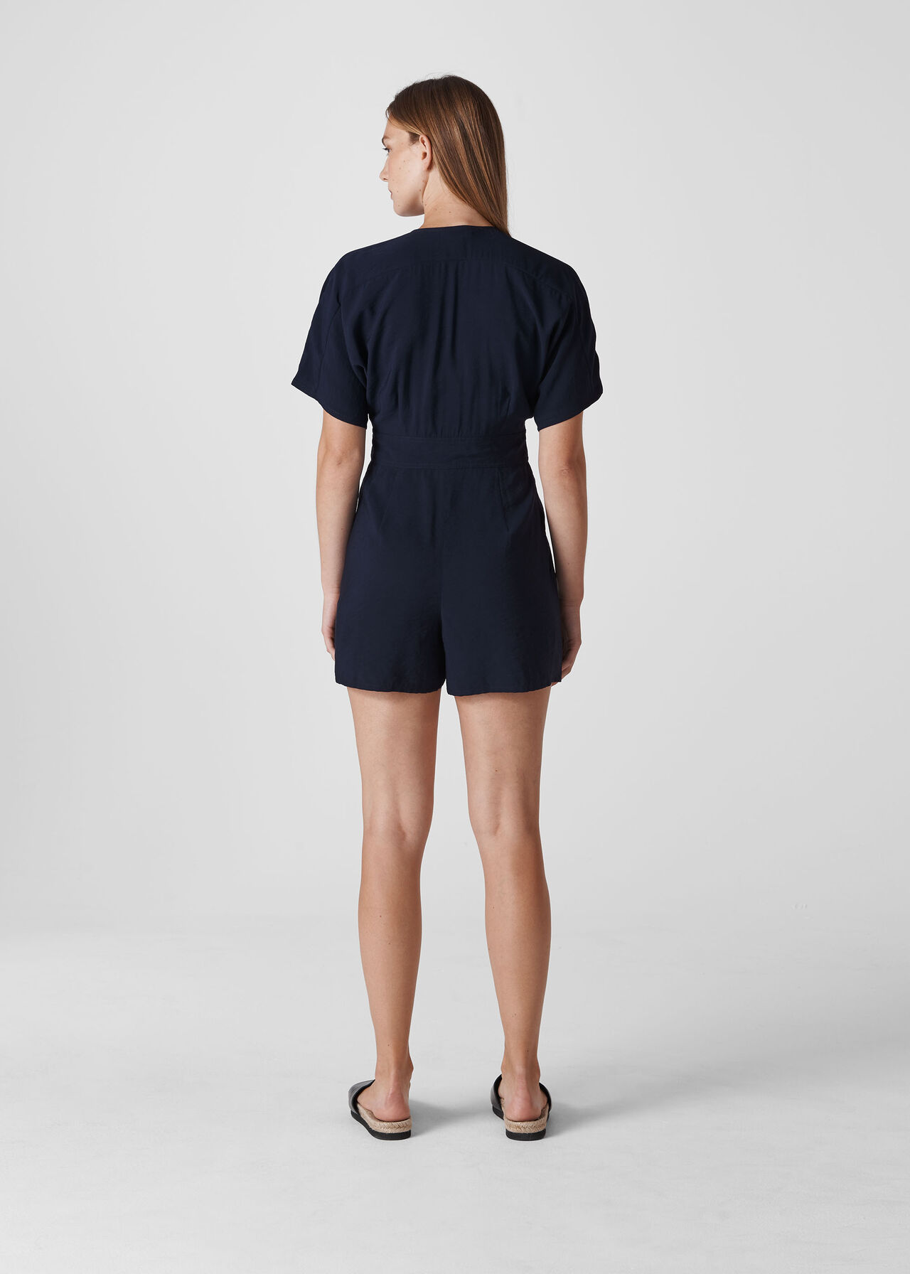 Button Detail Playsuit Navy