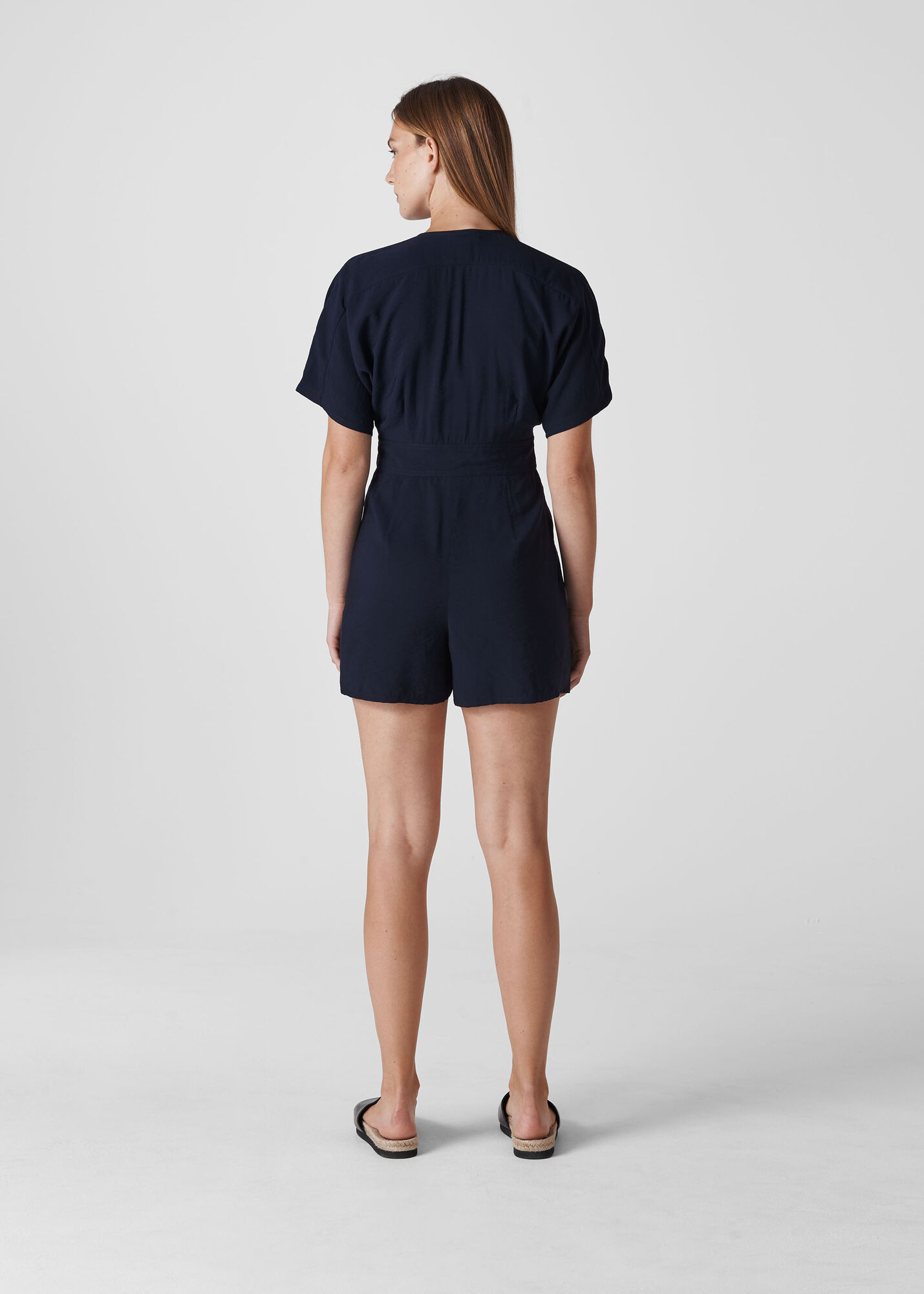 Navy Button Detail Playsuit WHISTLES Whistles