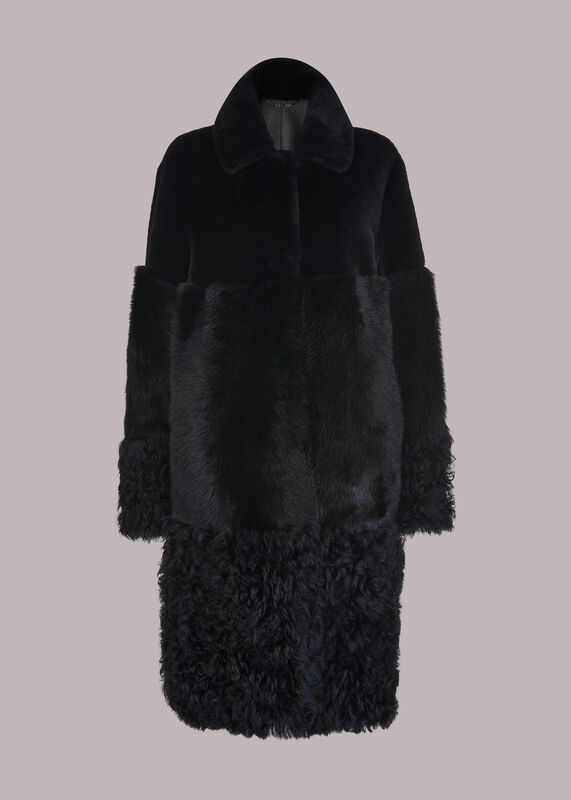 Black Cossma Shearling Longline Coat