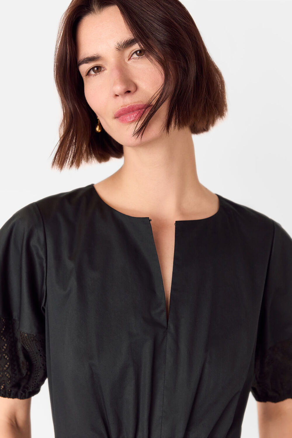Black Broderie Poplin Jumpsuit