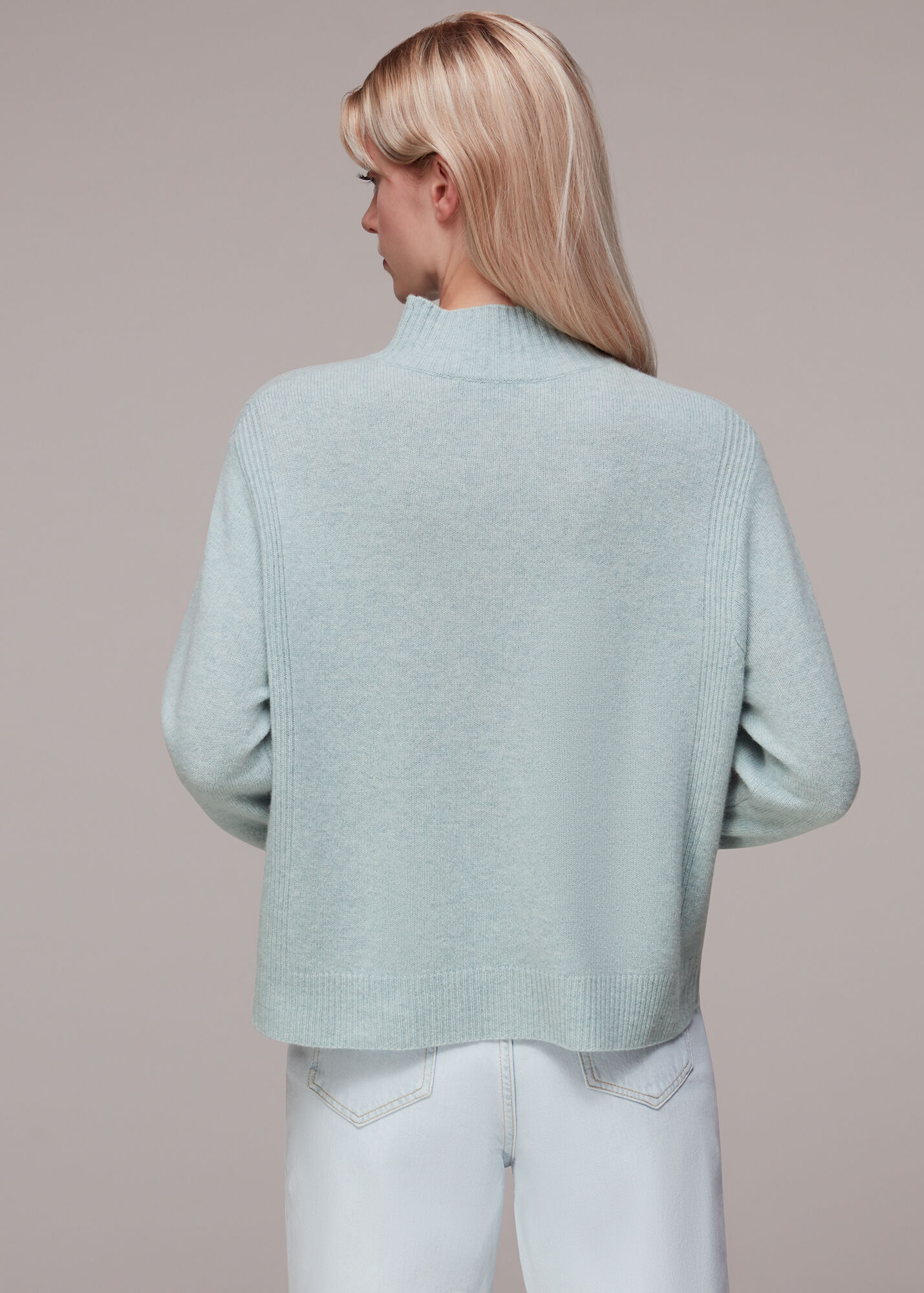 Pale Blue Ferne Wool Funnel Neck Jumper WHISTLES
