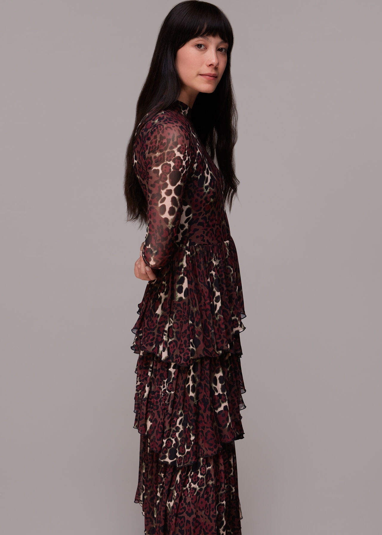 Night Cat Tiered Mesh Dress