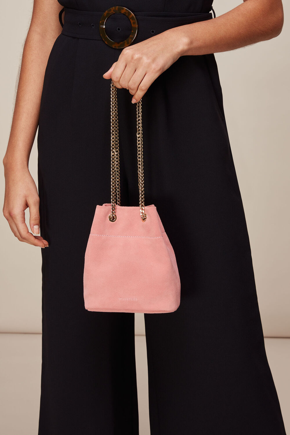Ivy Chain Drawstring Bag Pink