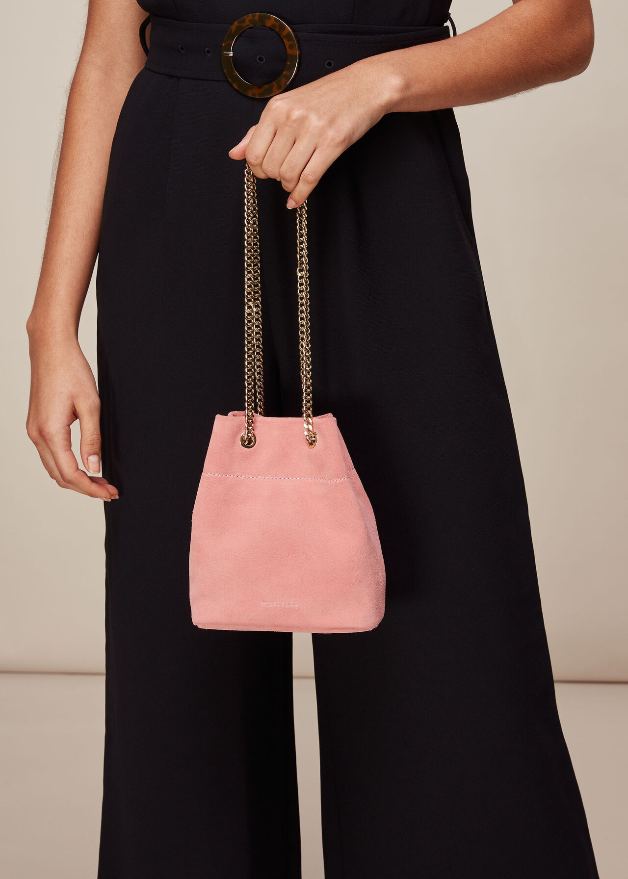 Ivy Chain Drawstring Bag Pink
