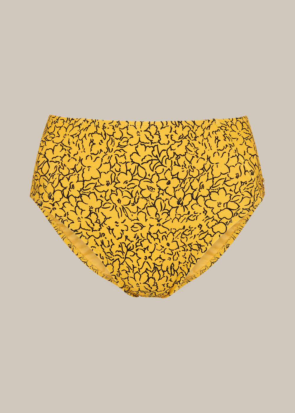 Floral Print Bikini Bottom Yellow