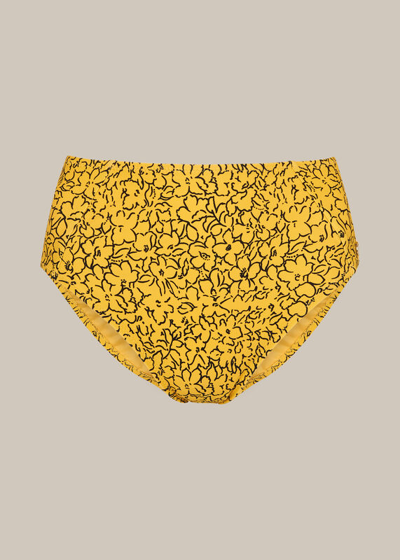 Yellow Floral Print Bikini Bottom