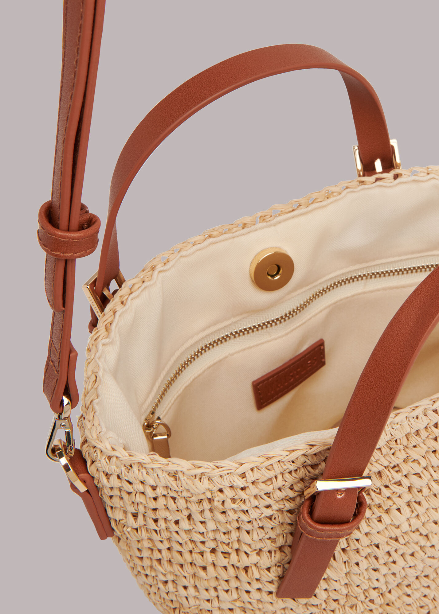 Neutral Kiki Mini Handle Straw Tote WHISTLES