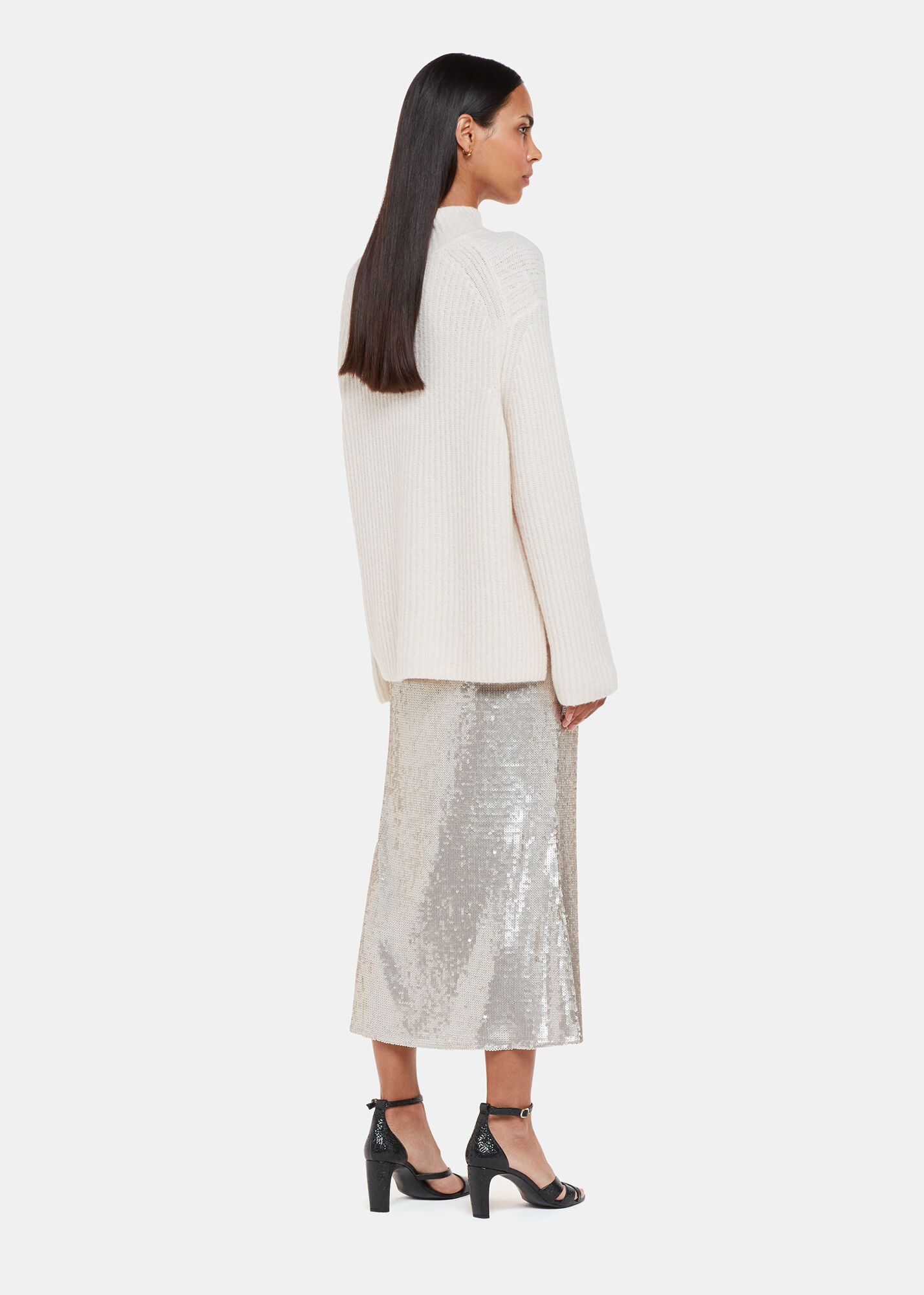 Whistles silver deals sequin skirt