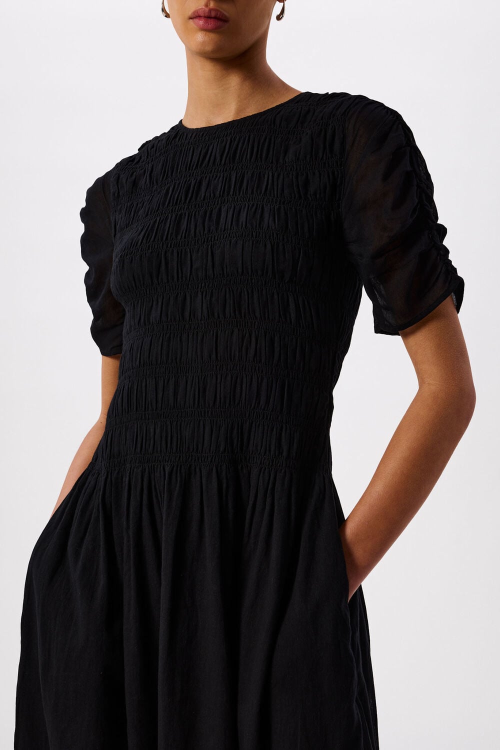 Black Petite Avery Smocked Dress